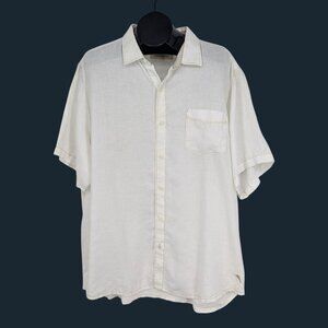 Tommy Bahama Linen Button Up Shirt Short Sleeve Resort Costal Nautical Size XXL